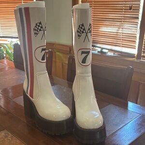 Dolls Kill Platform Racing Boots!! New, Never Worn!!